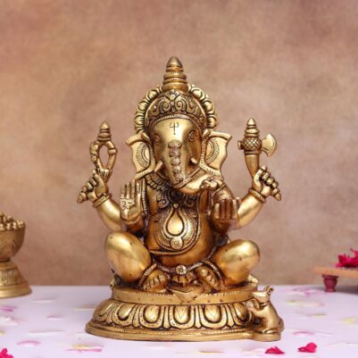 brass lord ganesha idol height 11.5 inches