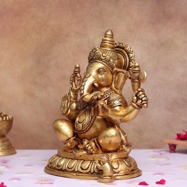 brass lord ganesha idol height 11.5 inches