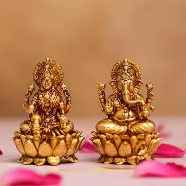 brass ganesh lakshmi idol height 5.5 cm