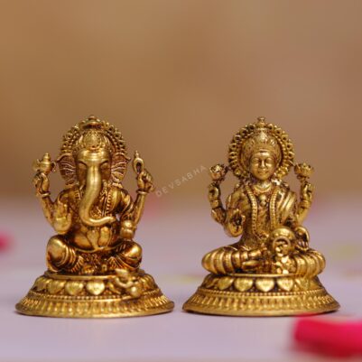 brass ganesha laxmi idol height 4 cm