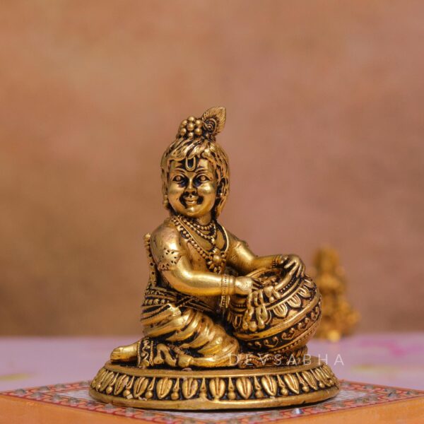 Super fine Brass makhan krishna statue height 4.5 inches