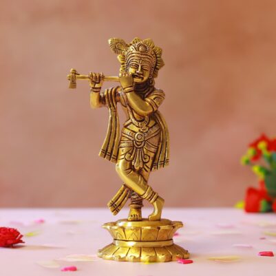 Super fine Brass krishna statue height 7.9 inches