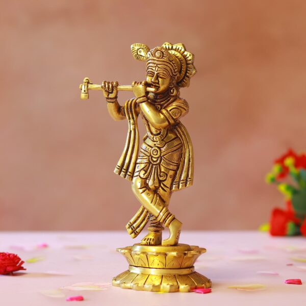 Super fine Brass krishna statue height 7.9 inches