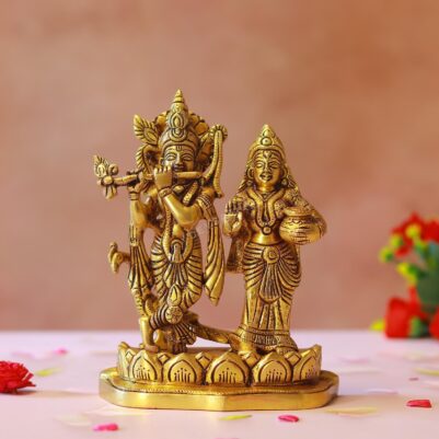 Brass Radha Krishna idol 7.1 inches