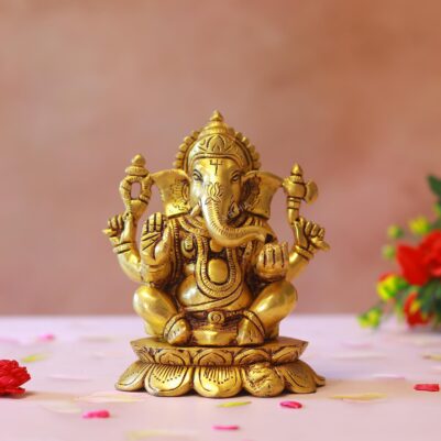 Elegant Brass Lord Ganesha Statue height 6 inches