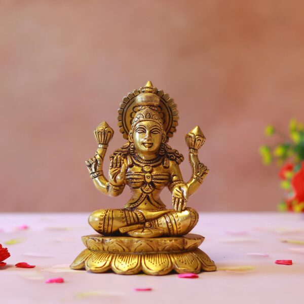 goddess laxmi brass murti height 6 inches
