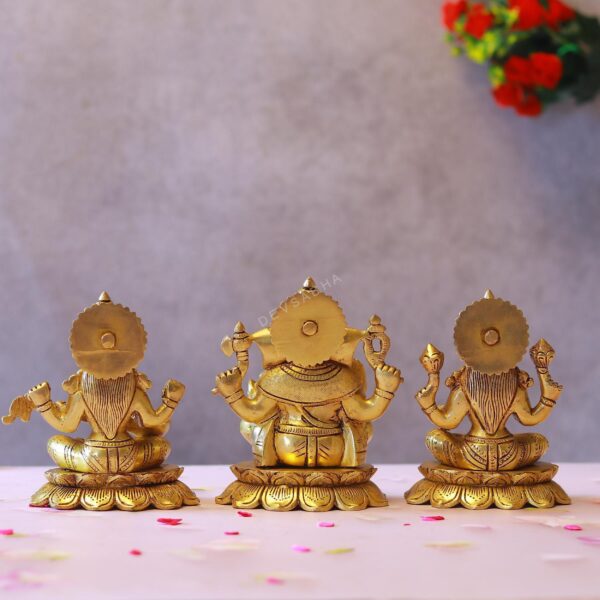 brass ganesha laxmi saraswati pair height 6 inches