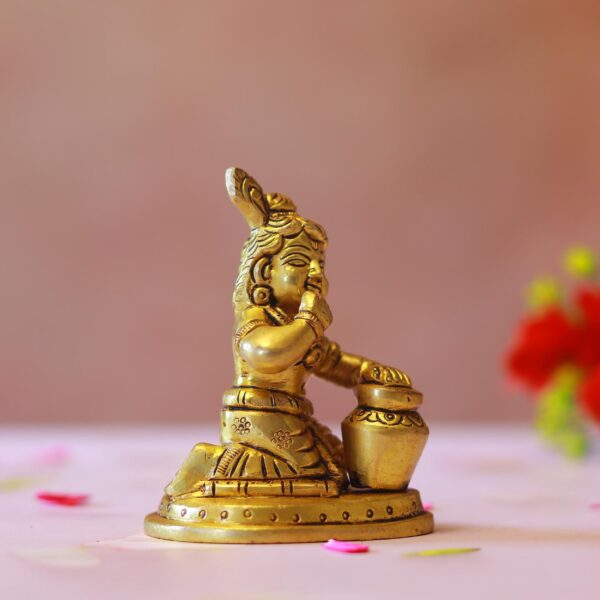 Brass Makhan Chor Bal Krishna Idol – 3.5 inches