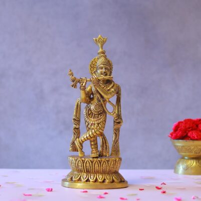 Brass krishna murti height 11.5 inches