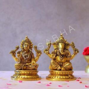 Brass Ganesh Laxmi Idol