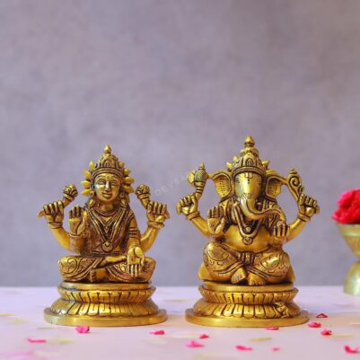 Brass Ganesh Laxmi Idol