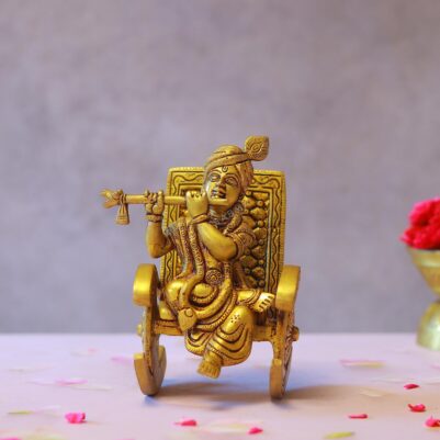 Brass  Lord krishna Resting On chair