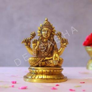 goddess laxmi brass idol - 6.6 inches