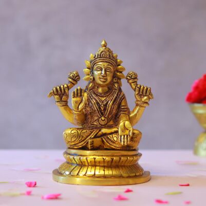 goddess laxmi brass idol - 6.6 inches