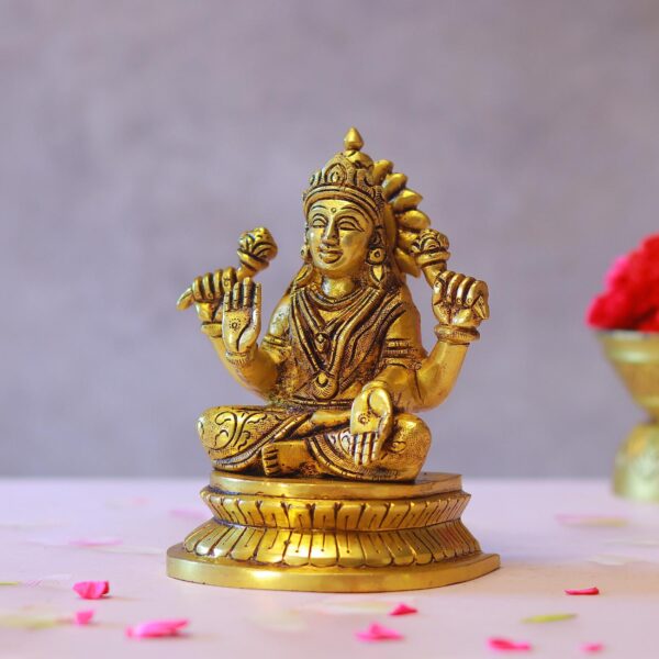 goddess laxmi brass idol – 6.6 inches