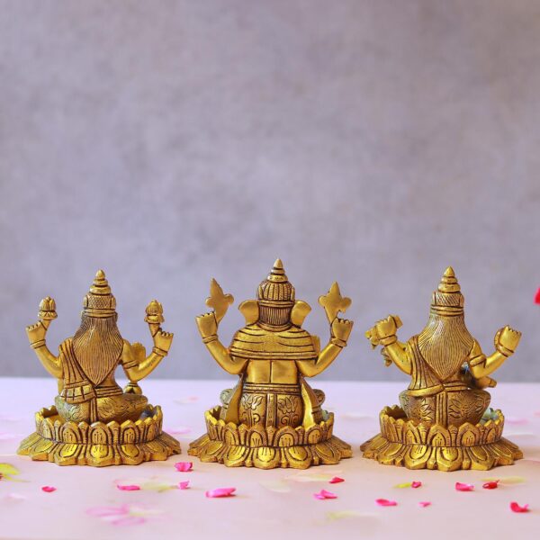 brass ganesha laxmi saraswati pair height 5.2 inches