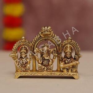 brass small ganesha laxmi saraswati pair