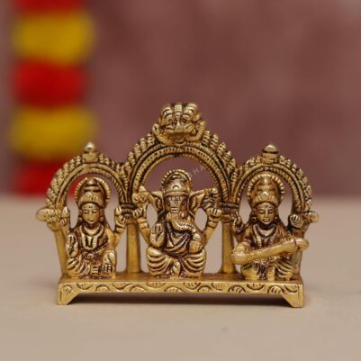 brass small ganesha laxmi saraswati pair