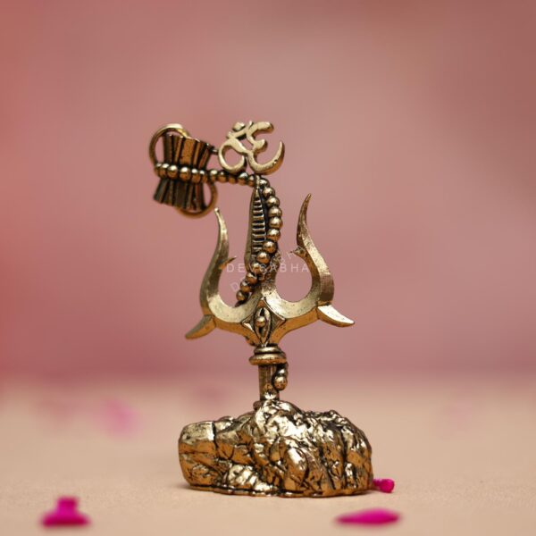 Brass shiva symbol trishul with damru for car dashboard Height 2.5 Inches