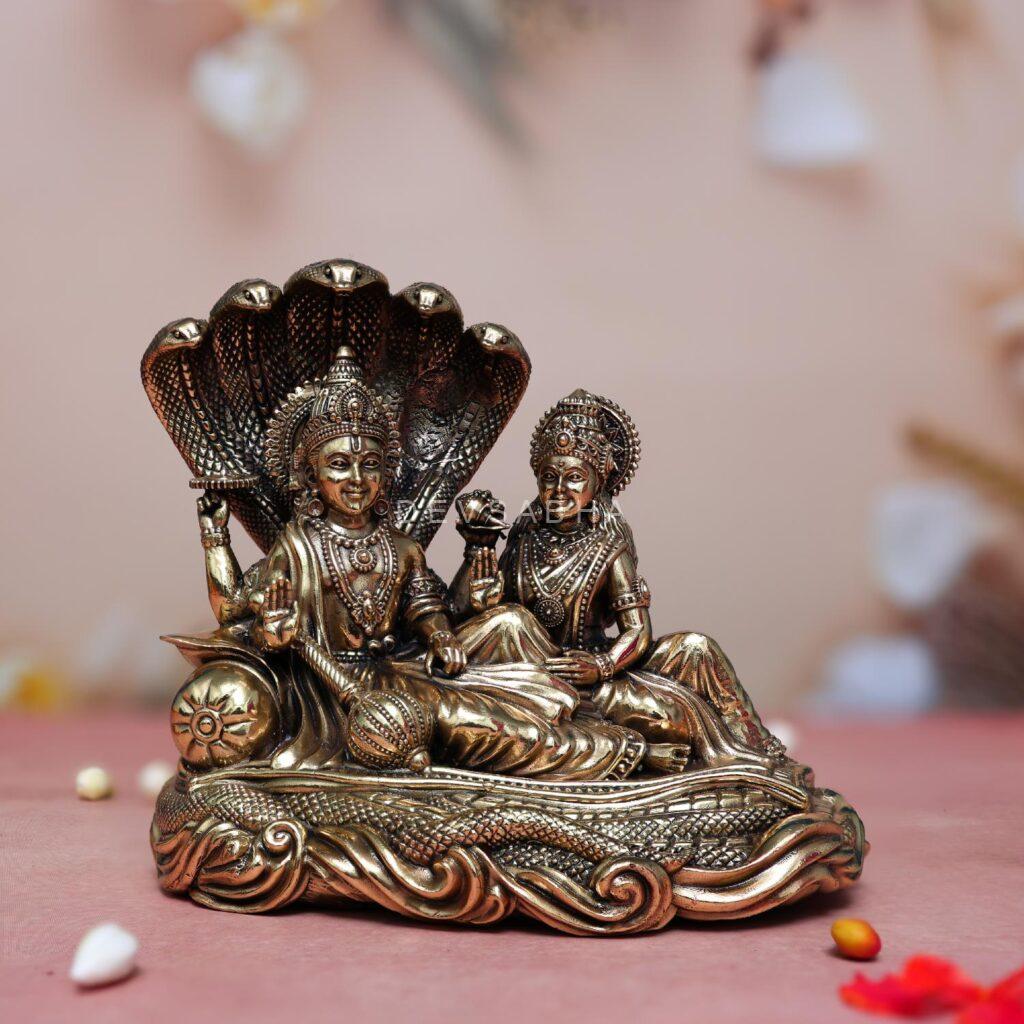 brass vishnu laxmi idol