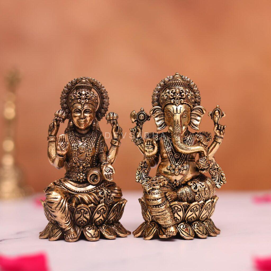 brass laxmi ganesh murti