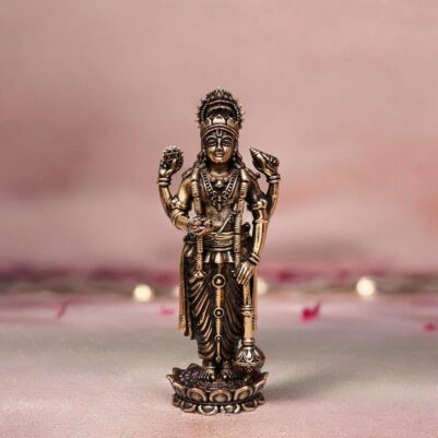 5-Inch Brass Narayan Idol with Intricate Carvings