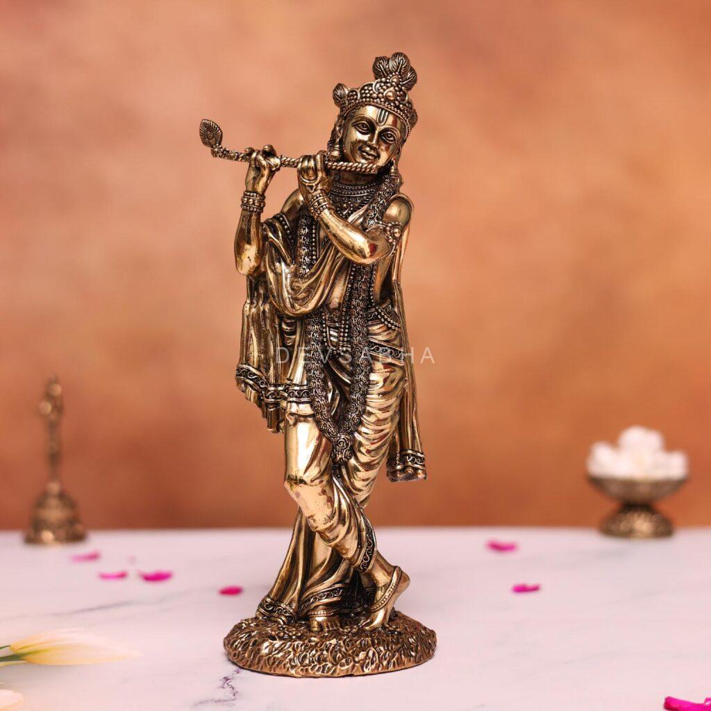 brass krishna statue