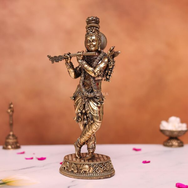 Brass lord krishna idol height 9.7 inches