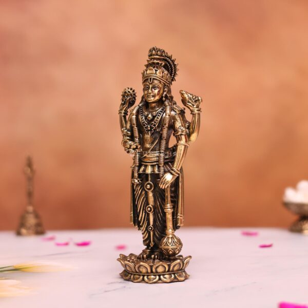 Brass lord vishnu statue standing height 6.7 inches