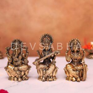 brass ganesh laxmi saraswati statue