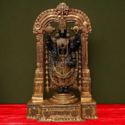 Black colour brass tirupati balaji murti with arch height 60 inches