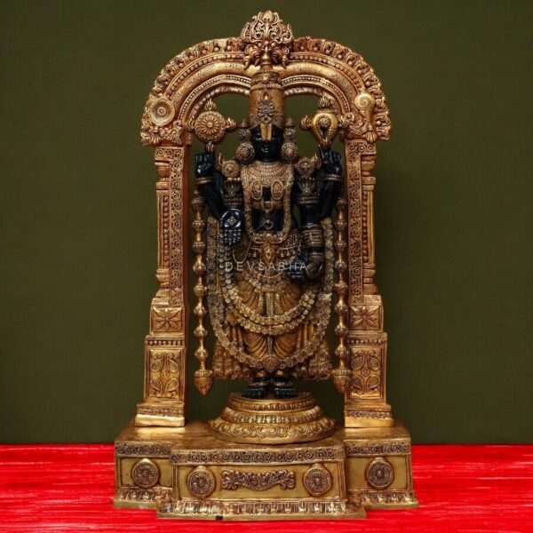 Black colour brass tirupati balaji murti with arch height 60 inches