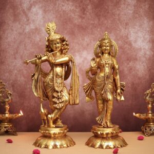 large brass radha krishna idol