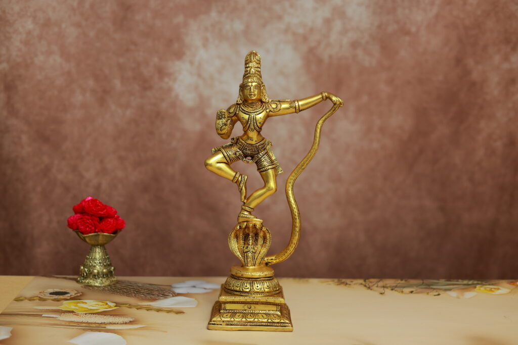 Brass Krishna Idol Dancing on Sheshnag