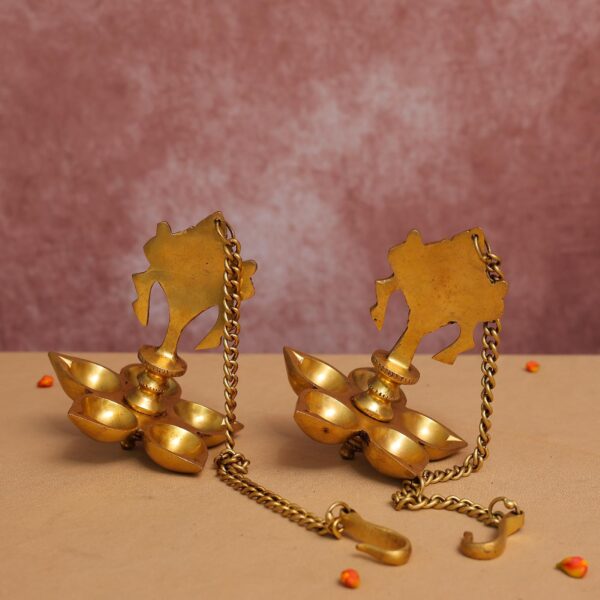 Super fine brass sankha chakra hanging diya