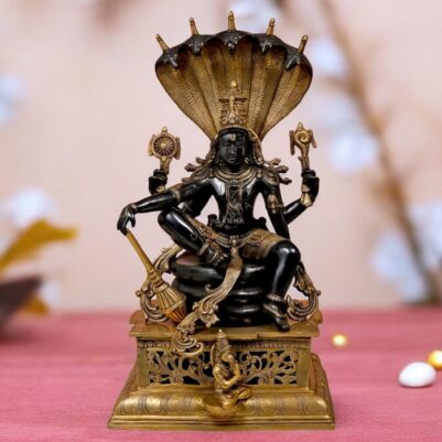 29 inches Brass Bhagawan Vishnu Seated on Sheshnag
