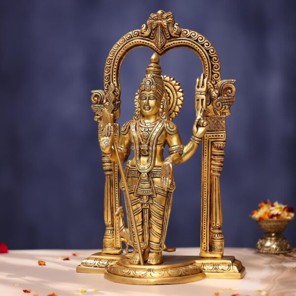 Brass Lord Murugan Idol 14 Inches Perfect for Home Decor
