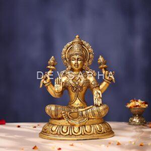 Brass Laxmi Idol 11 Inches for Home Decor and Blessings