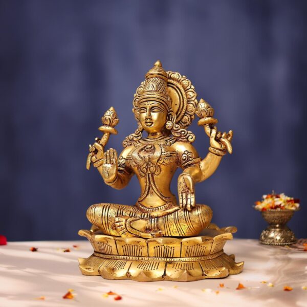 Brass Laxmi Idol 11 Inches Beautiful Statue for Home and Decor