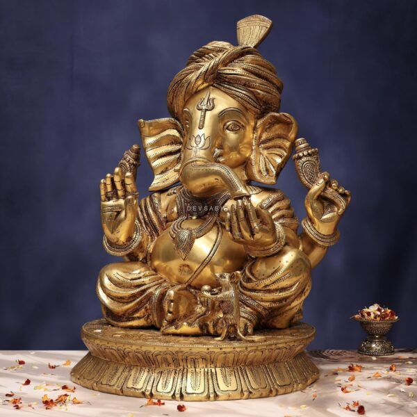 large size Brass pagdi Ganesh Idol 20.5 Inches