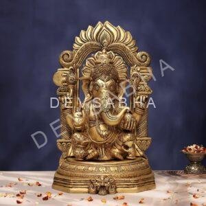 Brass Ganesha Idol 15.5 Inch for Home and Office Decor