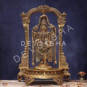 Brass Tirupati Balaji with frame height 25 inches