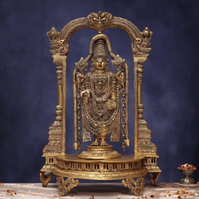 Brass Tirupati Balaji with frame height 25 inches