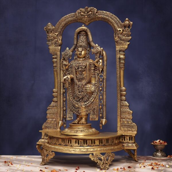 Large Brass Balaji Idol with Frame 25 Inch