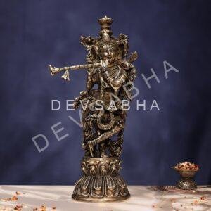 Antique Brass Krishna Idol 18 Inch