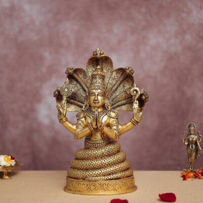 Patanjali Brass Statue 11.8 Inches Height Handcrafted Yoga Meditation Decor