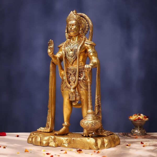 Brass Hanuman Idol 16.5 Inches Perfect for Home and Office Decor