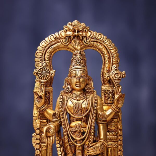 Brass lord tirupati balaji with frame height 17 inches