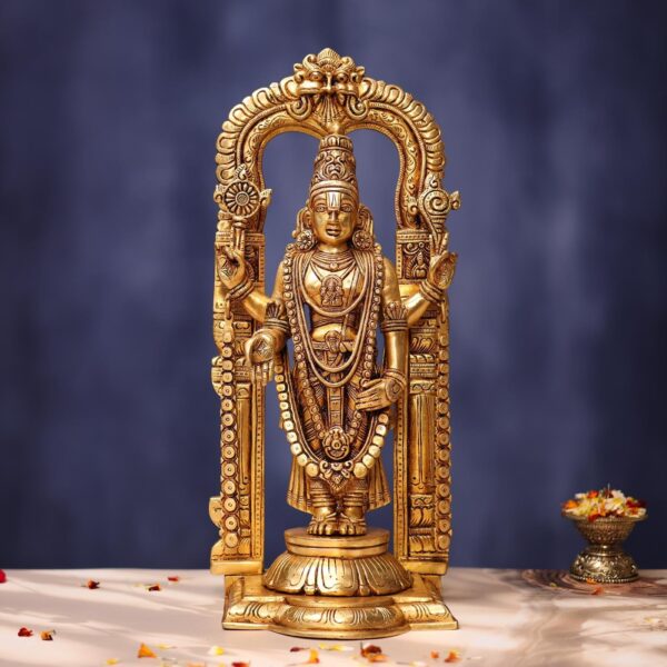 Brass lord tirupati balaji with frame height 17 inches