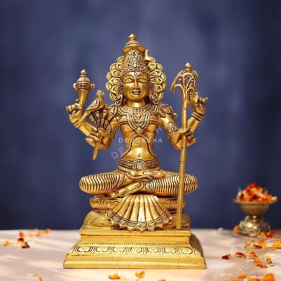 Brass Kamakshi Amma Idol 12.3 Inches for Home and Decor